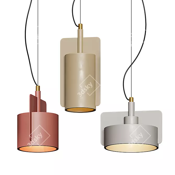 Nordic Industrial Cement Pendant Light 3D model image 5