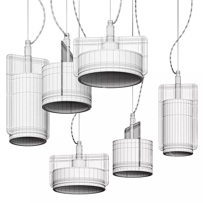 Nordic Industrial Cement Pendant Light 3D model image 6