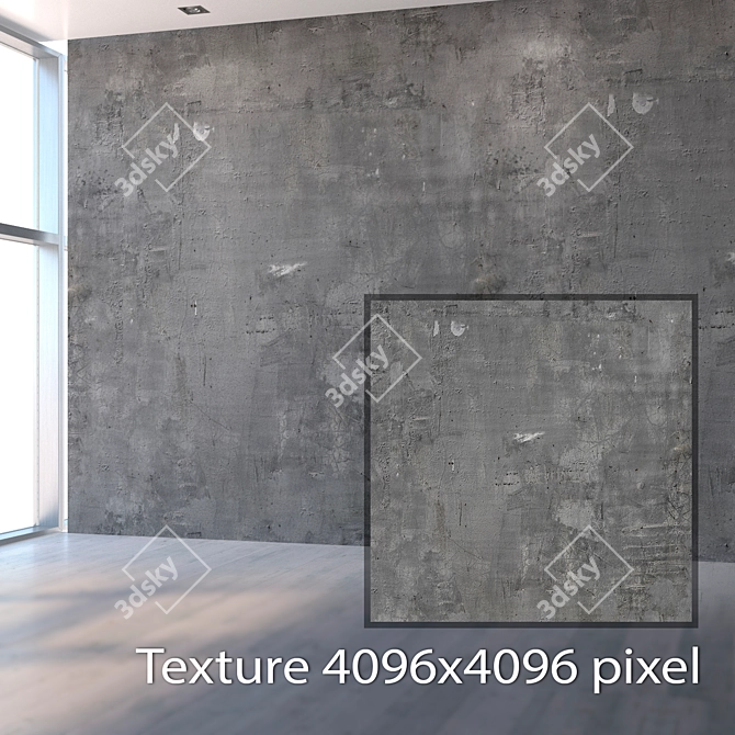 Seamless Concrete Wall Texture 3D model image 2