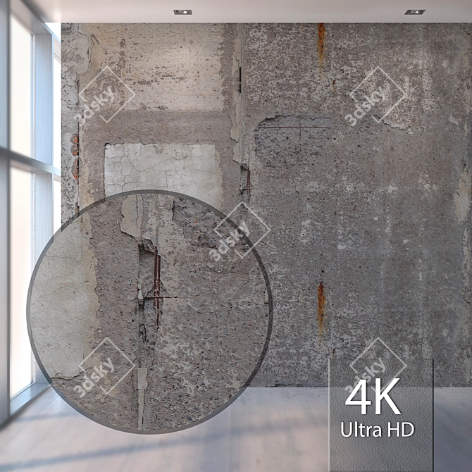 Seamless Old Concrete Wall 3D model image 1