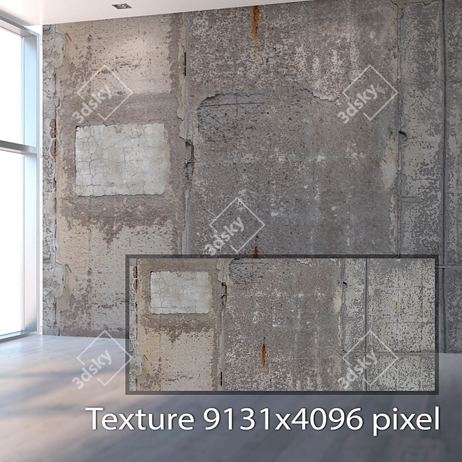 Seamless Old Concrete Wall 3D model image 2