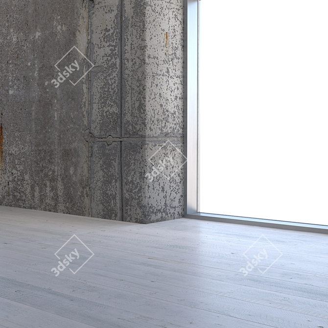 Seamless Old Concrete Wall 3D model image 3