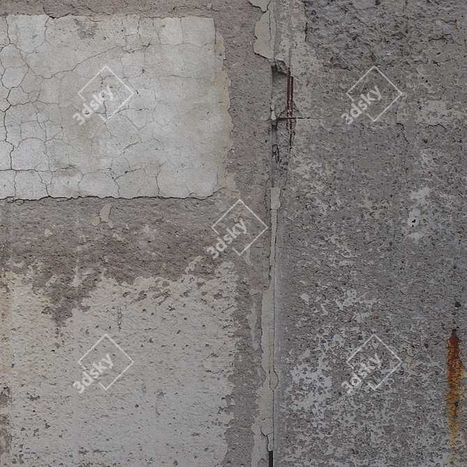 Seamless Old Concrete Wall 3D model image 4