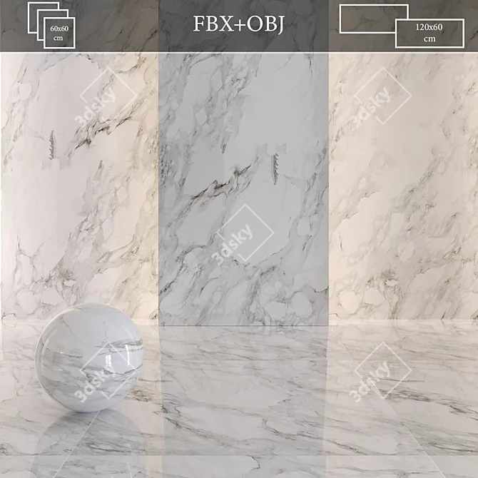 Sleek White Marble Duo 3D model image 1