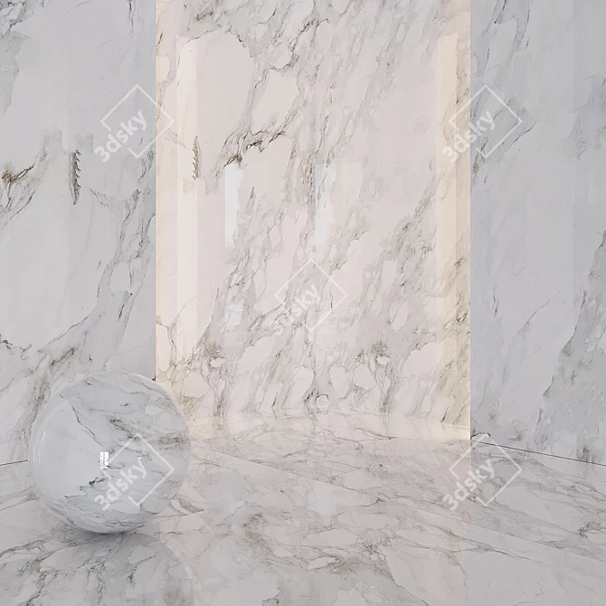 Sleek White Marble Duo 3D model image 2