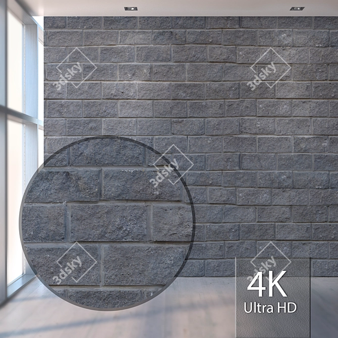 Seamless Textured Wall Blocks 3D model image 1