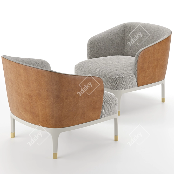 Luxury Italian Leather Armchair 3D model image 3