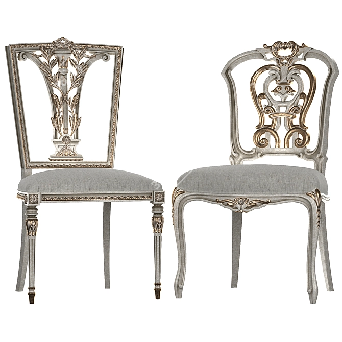 Elegant Ebanista Dauphine Chairs 3D model image 2