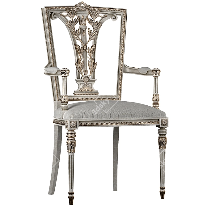 Elegant Ebanista Dauphine Chairs 3D model image 29