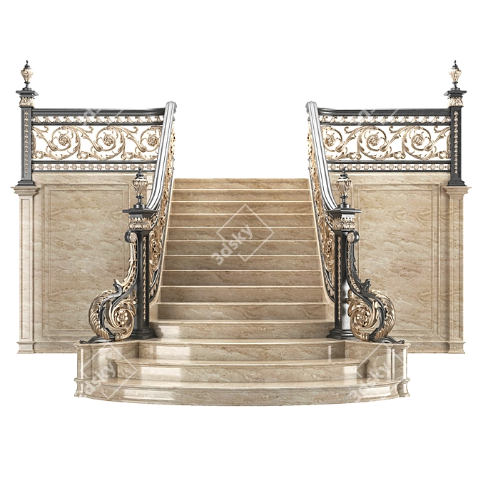 Elegant Antique Staircase 3D model image 2