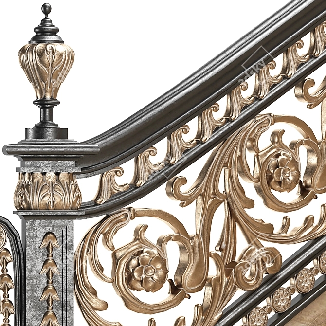 Elegant Antique Staircase 3D model image 3