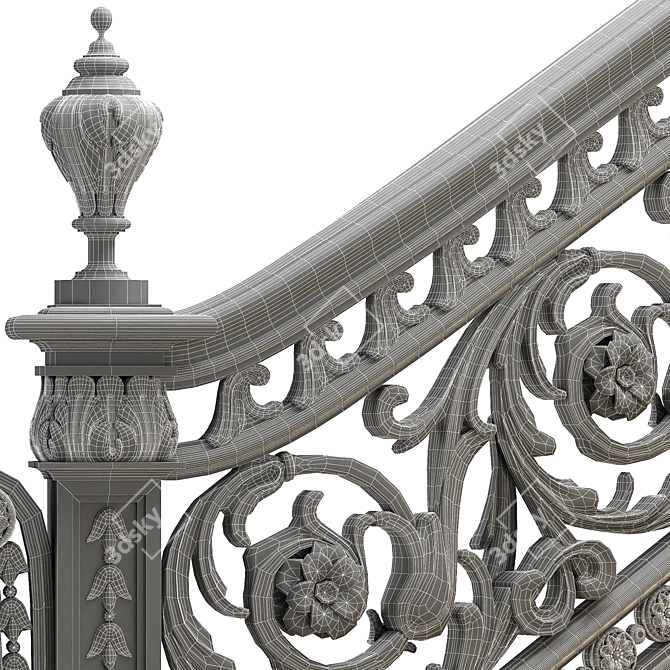 Elegant Antique Staircase 3D model image 4
