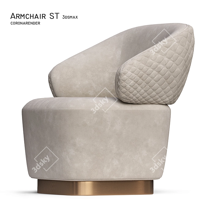 Elegant Velvet Armchair: Ultimate Comfort 3D model image 1