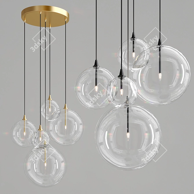 Globular Glass Pendant Lamp 3D model image 2