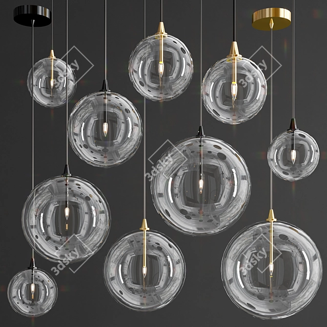 Globular Glass Pendant Lamp 3D model image 3
