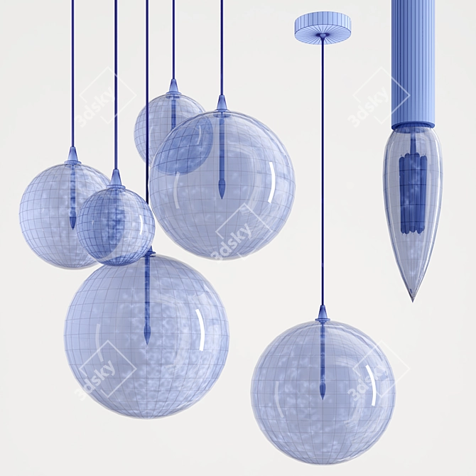 Globular Glass Pendant Lamp 3D model image 4