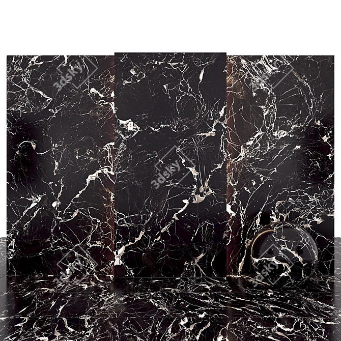 Luxury Court Black Marble: 6 Textured Slabs & Tiles 3D model image 1