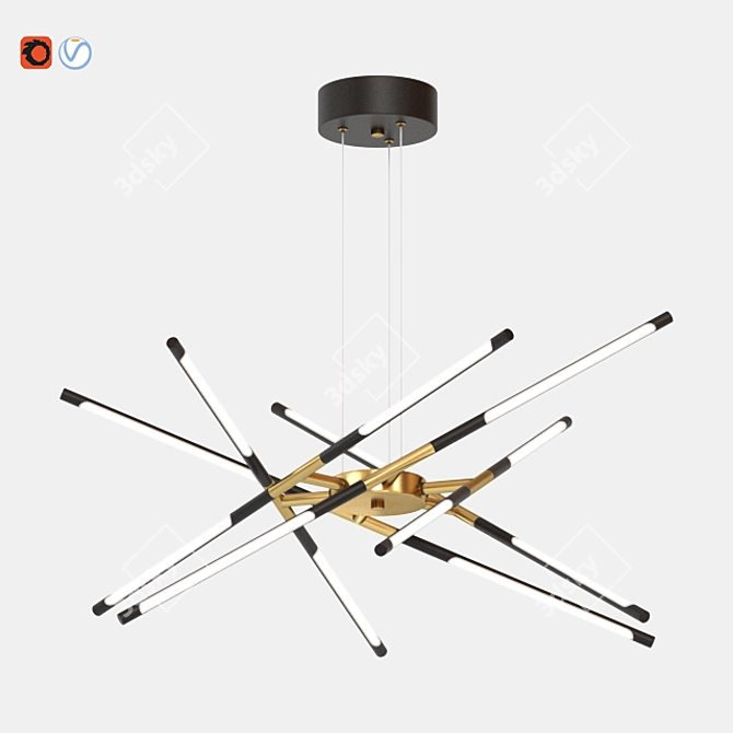 Modern Black Sputnik Chandelier 3D model image 1