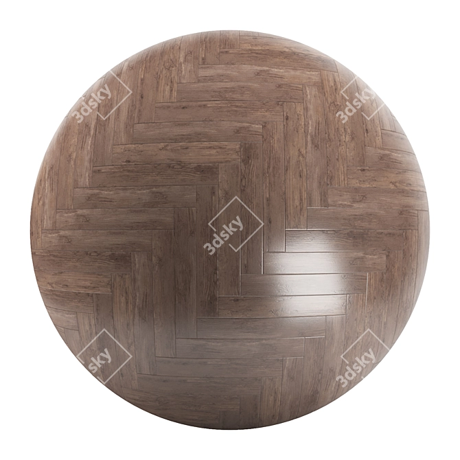 Patterned Parquet Flooring: Standard & Herringbone, PBR 4k 3D model image 2