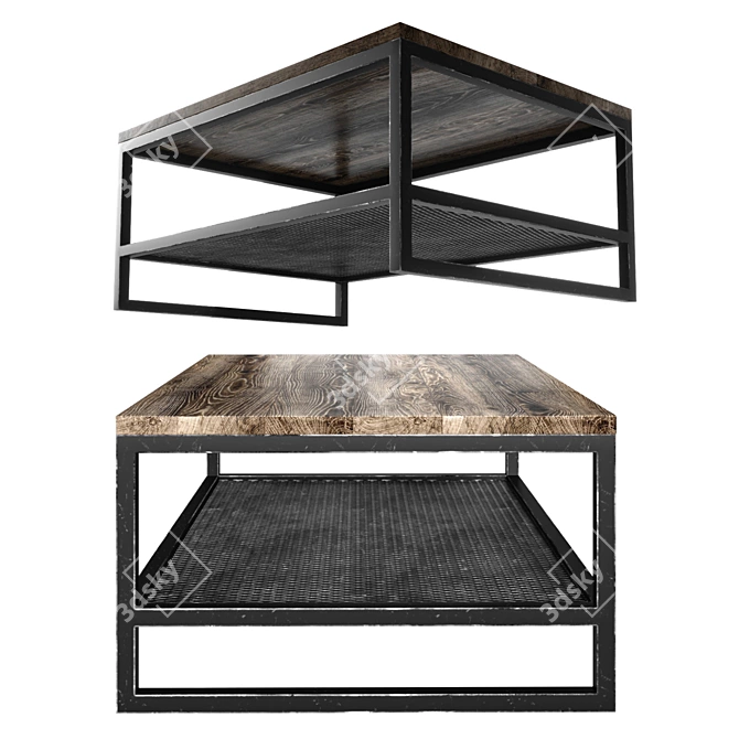 Industrial Loft Coffee Table 3D model image 2