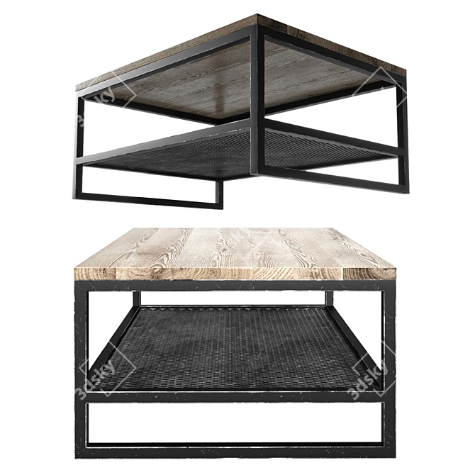 Industrial Loft Coffee Table 3D model image 3