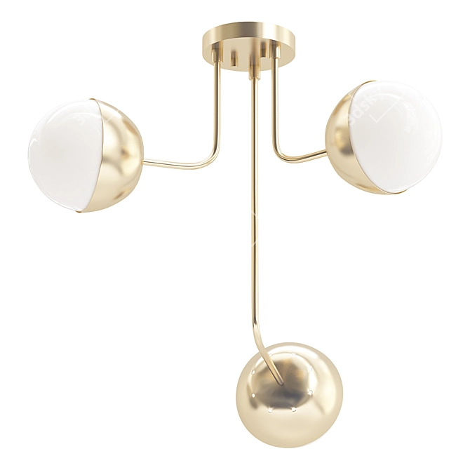 Elegant Gold Glass Semi-Flush 3D model image 1