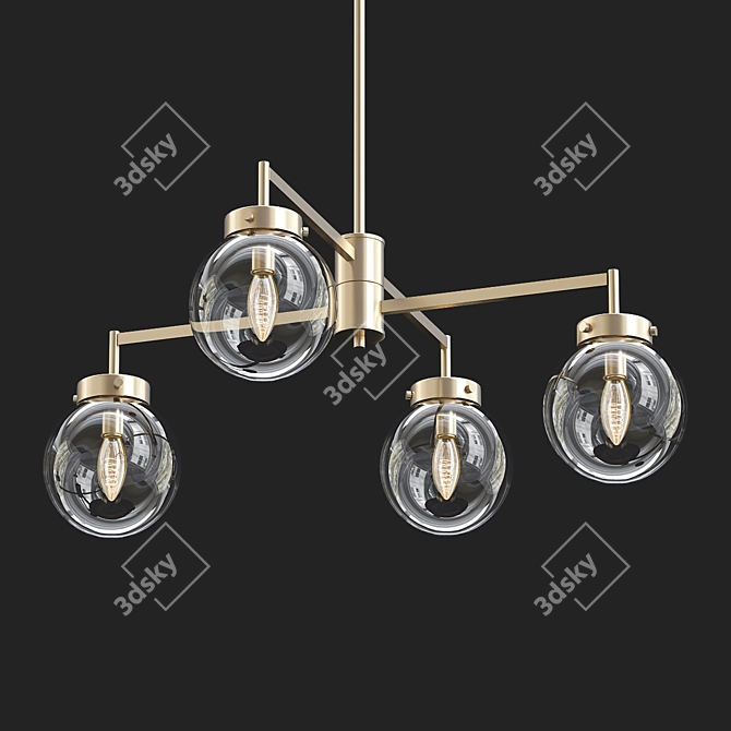 Elegant Glass Globe Chandelier 3D model image 3