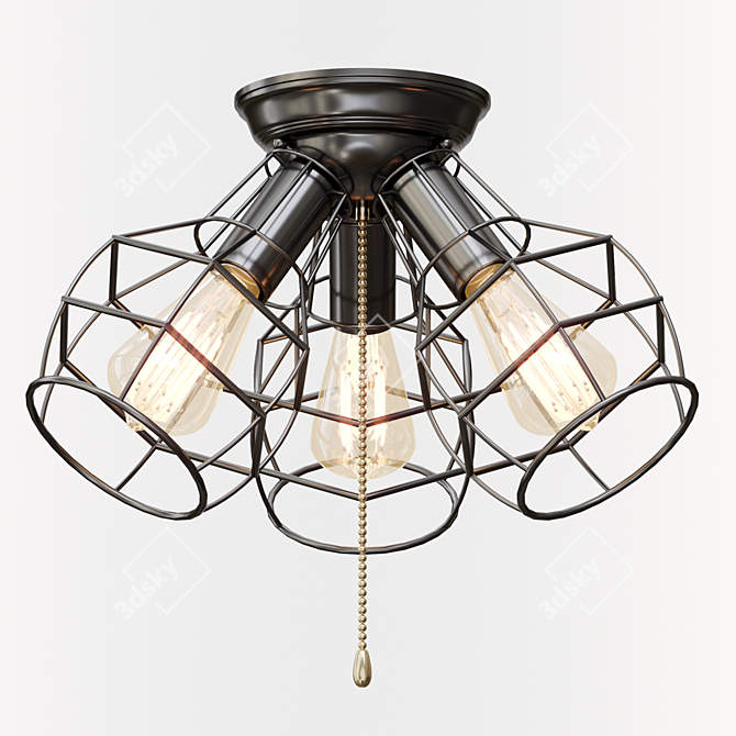 Industrial Cage Pendant Light: Vintage-style Ceiling Fixture 3D model image 1