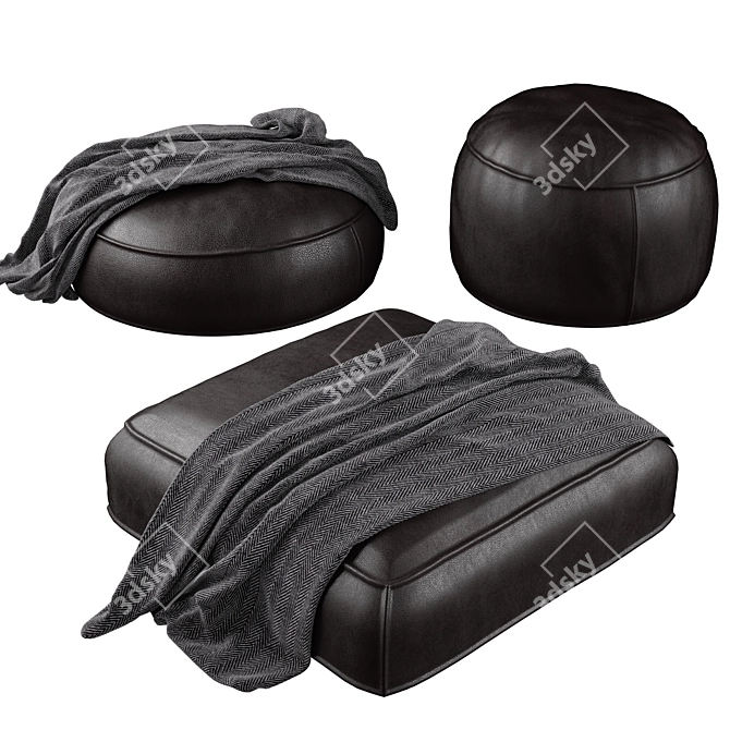 Cozy Floor Pouf Ottoman 3D model image 1