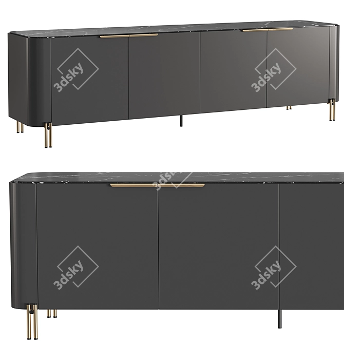 Praddy Bamboo Sideboard - Elegant and Functional 3D model image 2