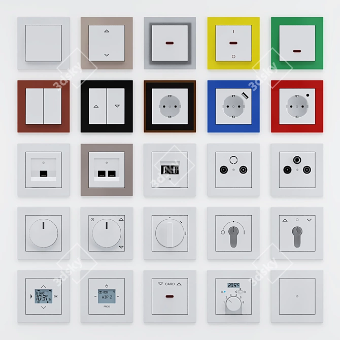 ABB Busch-axcent: Colorful and Stylish Switches 3D model image 1
