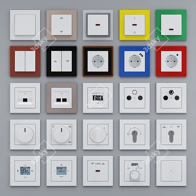 ABB Busch-axcent: Colorful and Stylish Switches 3D model image 6