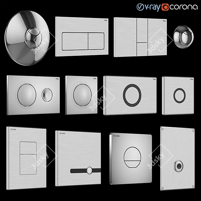 Dual Flush Plates for DELABIE and Viega 3D model image 1