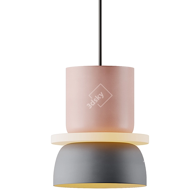 Vibrant Macaron Pendant Light 3D model image 5