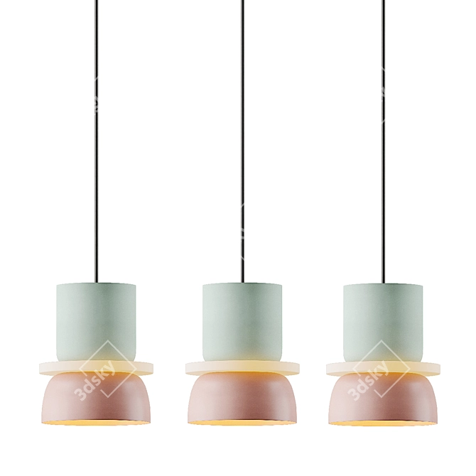 Vibrant Macaron Pendant Light 3D model image 6