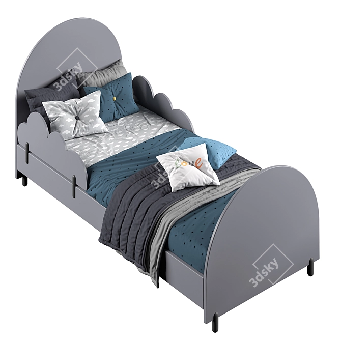 Modern Two-Color Bed in 90 x 200 cm Size 3D model image 3