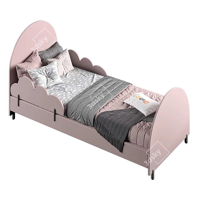 Modern Two-Color Bed in 90 x 200 cm Size 3D model image 4