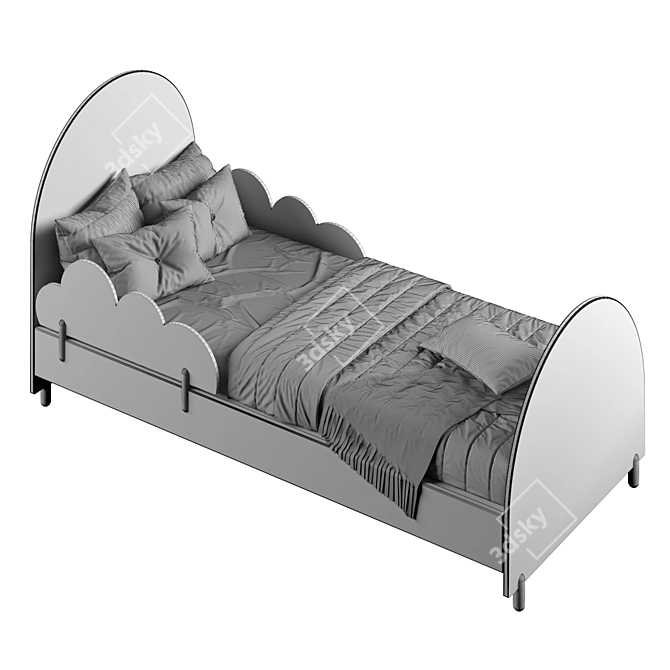 Modern Two-Color Bed in 90 x 200 cm Size 3D model image 5