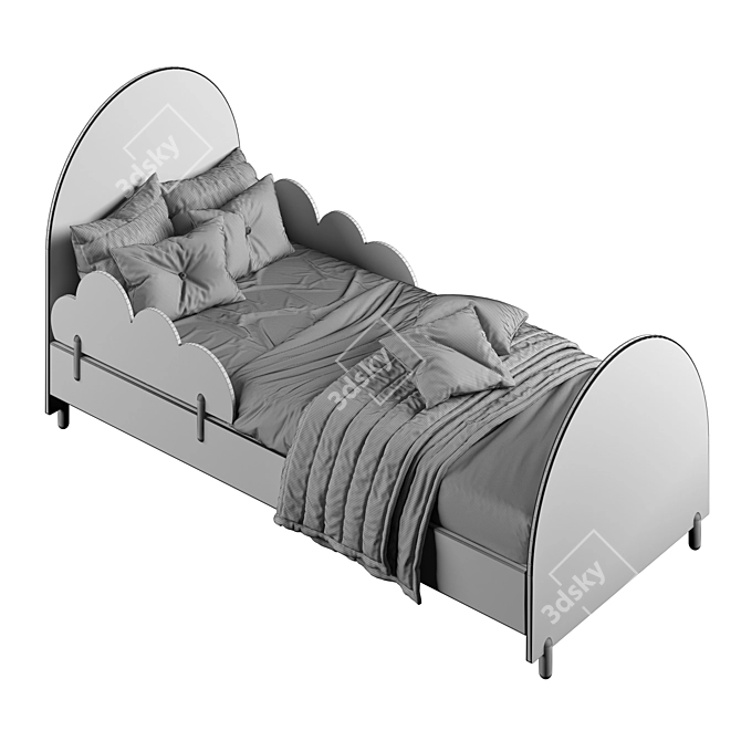 Modern Two-Color Bed in 90 x 200 cm Size 3D model image 6