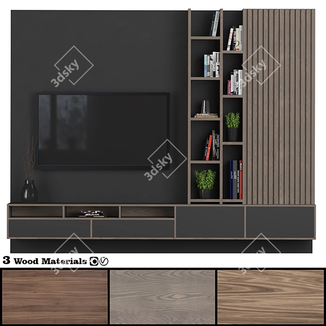 Versatile TV Wall Unit 3D model image 13