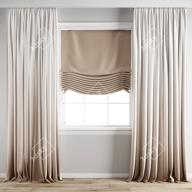 Premium Polygonal Curtain Model 3D model image 1