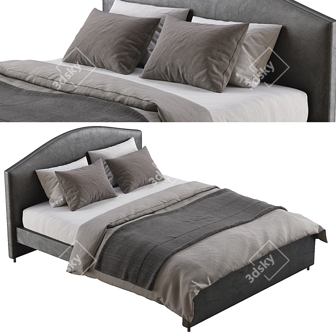 Hauga Leather Bed: Modern Elegance 3D model image 1
