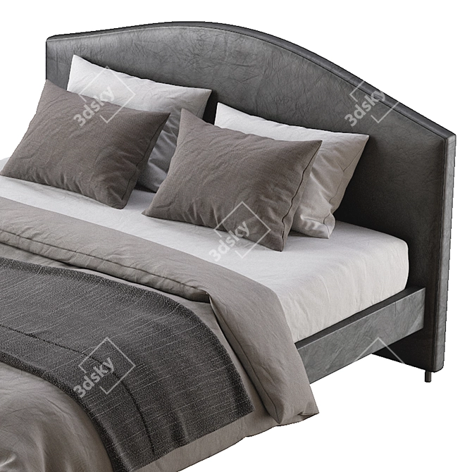 Hauga Leather Bed: Modern Elegance 3D model image 4