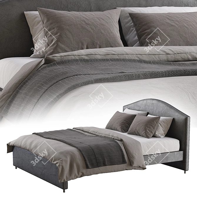 Hauga Leather Bed: Modern Elegance 3D model image 6