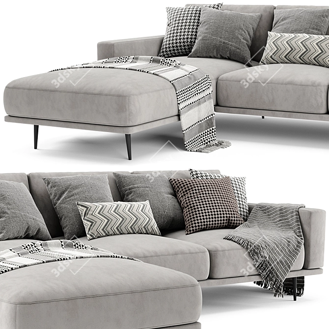 BoConcept Carlton Chaise Longue: Sleek Comfort for Modern Living 3D model image 3