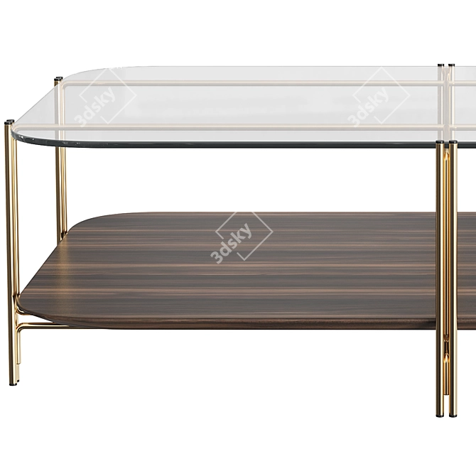 Modern Coffee Table with Bamboo Accent 3D model image 2