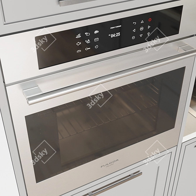 Modern Kitchen Set: Gas Hob, Oven, Sink & Hood 3D model image 3