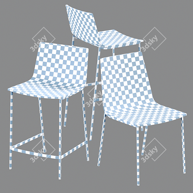 Sleek Clear Acrylic Chair & Stool 3D model image 3
