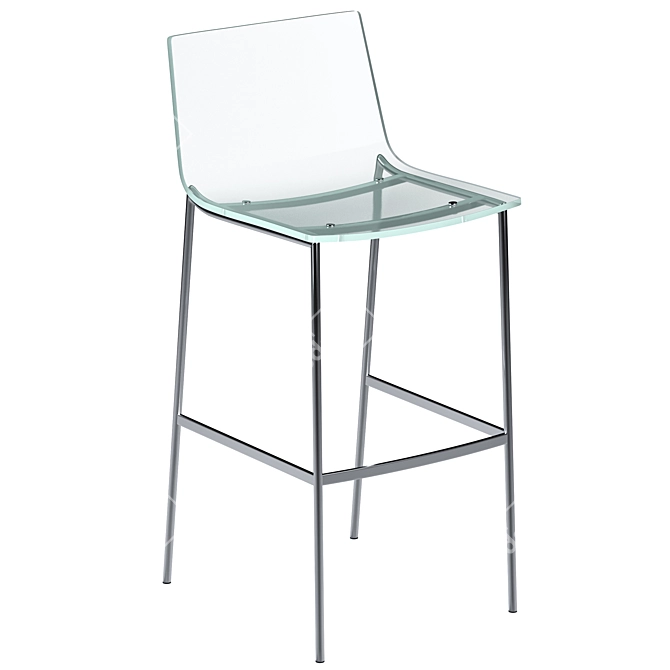 Sleek Clear Acrylic Chair & Stool 3D model image 5