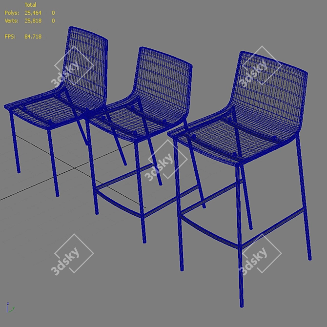 Sleek Clear Acrylic Chair & Stool 3D model image 6